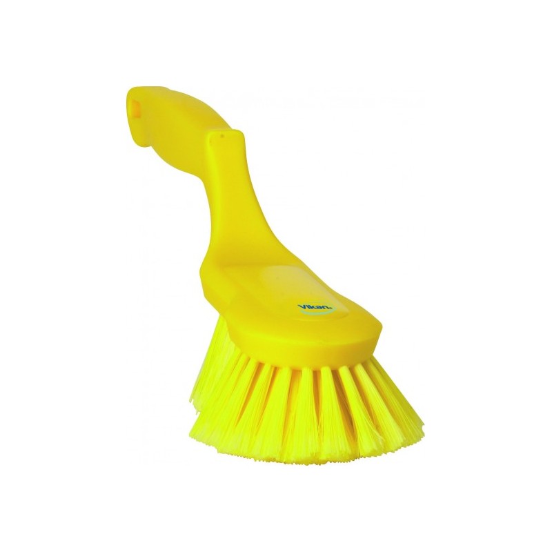 BROSSE À MAIN ERGONOMIQUE, 330 MM, SOUPLE/FENTE, JAUNE