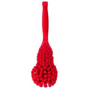 BROSSE À MAIN ERGONOMIQUE, 330 MM, SOUPLE/FENTE, ROUGE