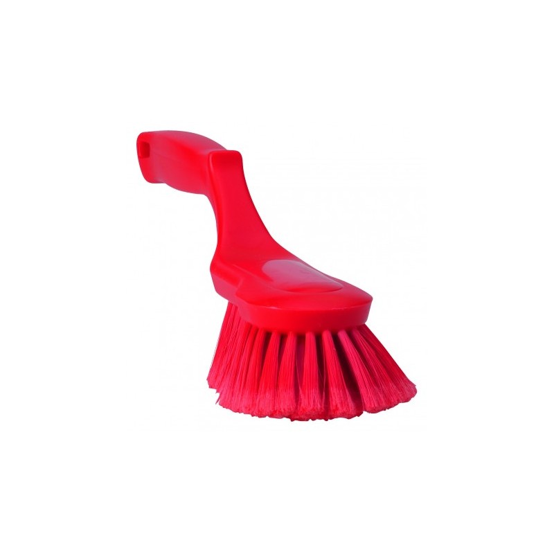 BROSSE À MAIN ERGONOMIQUE, 330 MM, SOUPLE/FENTE, ROUGE