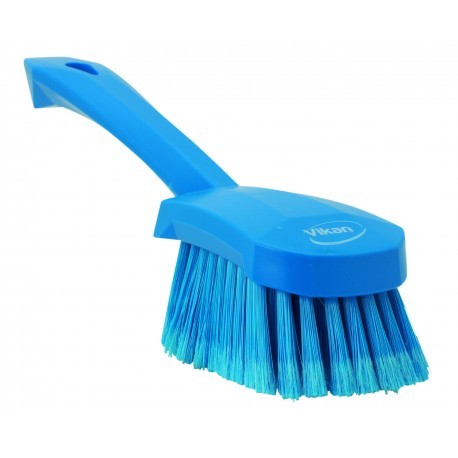 BROSSE À MAIN, MANCHE COURT, 270 MM, SOUPLE/FLEURÉ, BLEU