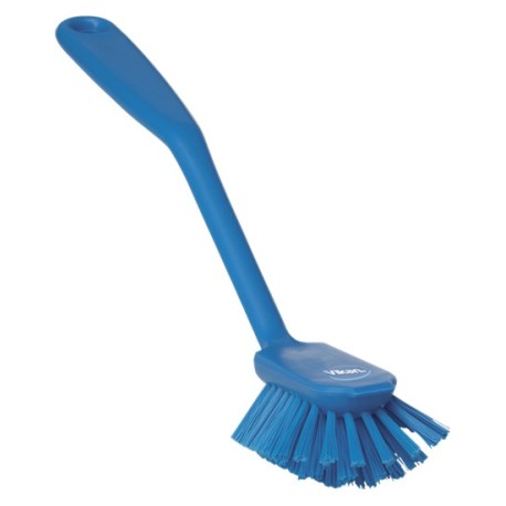 BROSSE À VAISSELLE AVEC BORD RACLEUR, 280 MM, MOYEN, BLEU